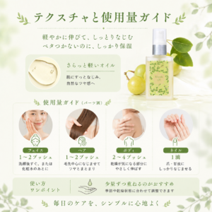 純度100%のマルラオイルの使い方ガイド。敏感肌・乾燥肌のためのシンプルなスキンケア。